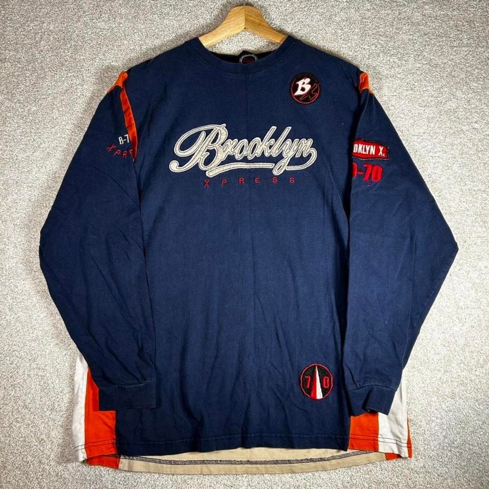 Y2K Brooklyn Xpress long sleeve cut and sew skater tee shirt tshirt Size L